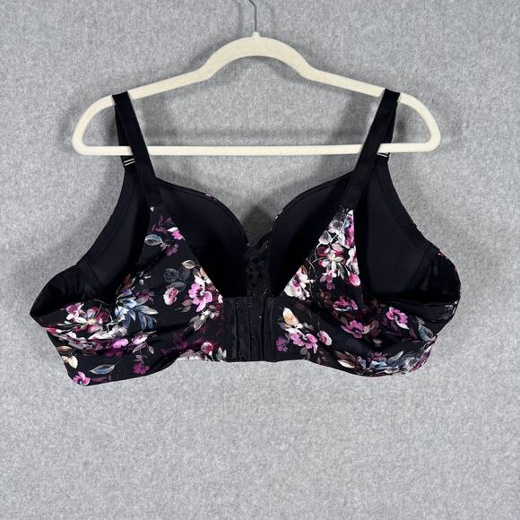 Torrid Curve Bra 46C Black Floral Push Up Plunge Back 360 Smoothing Lace Up - Picture 5 of 11